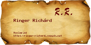 Ringer Richárd névjegykártya